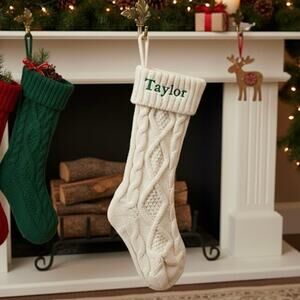 4/$20. New Ivory Knitted Christmas Stocking w/ Taylor